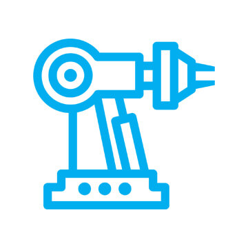 Cyan single line icon of a drill machine