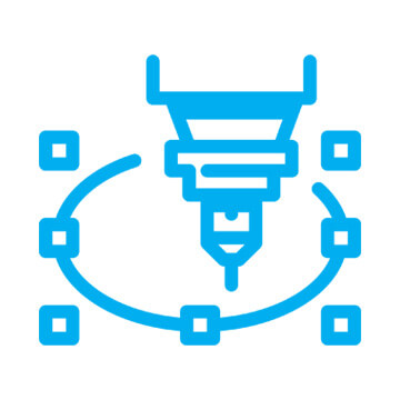 Cyan blue single line icon of tooling drill point